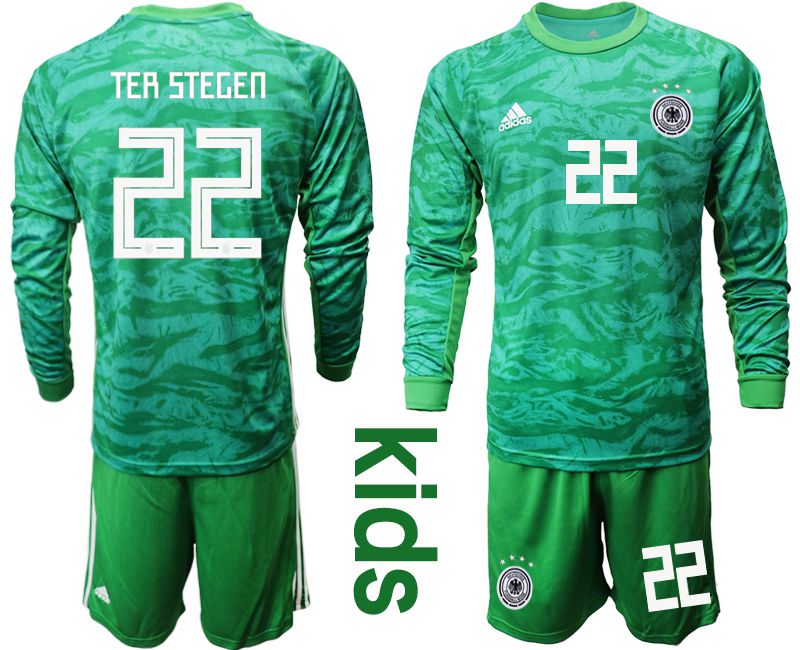Youth 2019-2020 Season National Team Germany green goalkeeper long sleeve #22 Soccer Jersey->germany jersey->Soccer Country Jersey